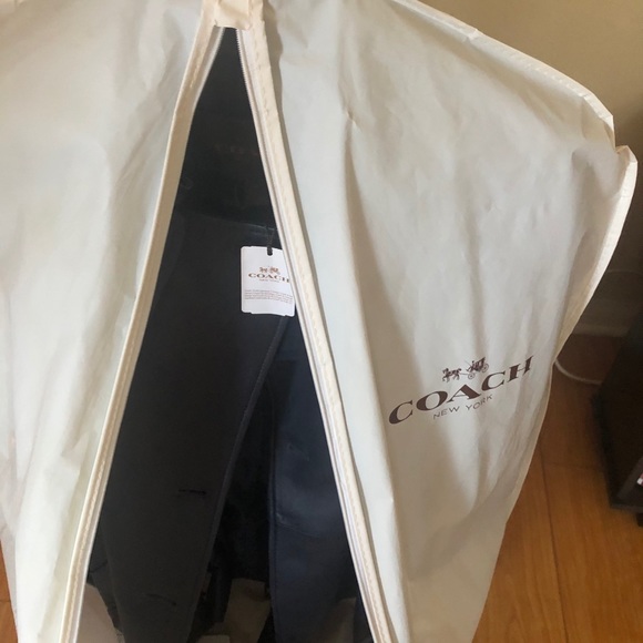 COACH navy blue leather short trench jacket - Picture 4 of 4